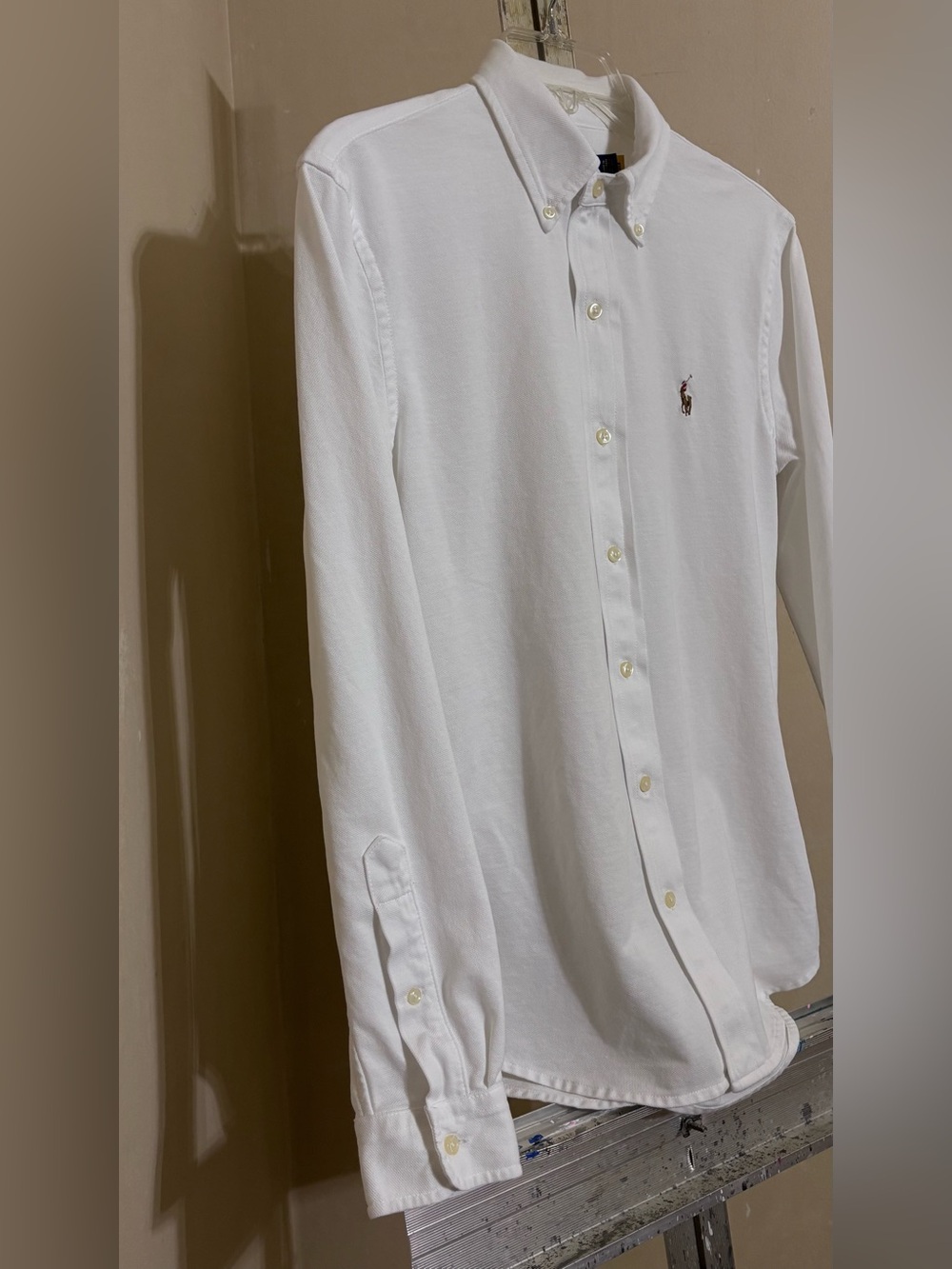 Polo by Ralph Lauren Knit White Long-Sleeve Button-Down Oxford Embroidered Pony - Picture 4 of 13